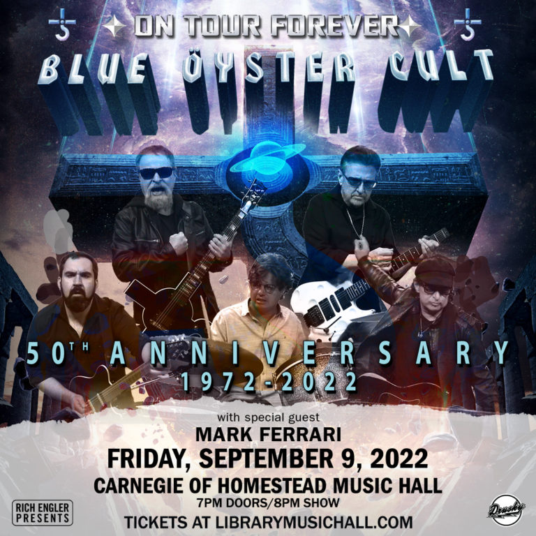 Sept. 9th, 2022 – Mark will be opening for Blue Oyster Cult @ Carnegie of Homestead Music Hall!